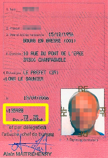 Numéro de votre permis de conduire