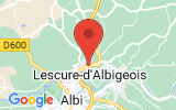 Plan Google Stage recuperation de points Lescure-d'Albigeois 81380, Route Nationale 88 Lieu-dit Najac