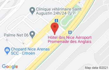 Lieu de stages hôtel Ibis sur la carte de Nice