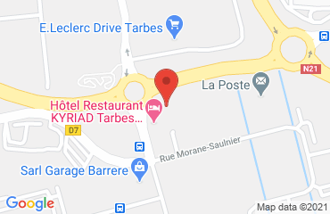 Lieu de stages hotel kyriad Tarbes-Bastillac sur la carte de Tarbes