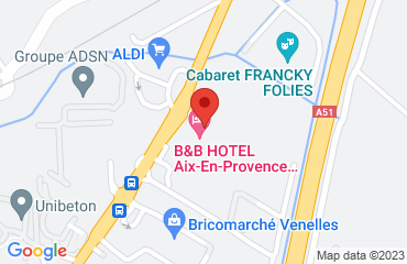 Lieu de stages B&B Hôtel Aix-en-Provence Venelles sur la carte de Venelles